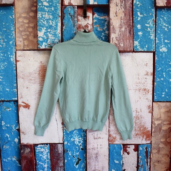 Women's Madison Grey Long Sleeve Turtleneck Knit Top MEDIUM Lime Green - Picture 6 of 11